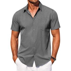 imageCOOFANDY Mens Short Sleeve Button Down Shirt Casual Summer Beach Shirts Vacation Wedding Shirt with PocketSlate Marble