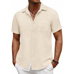 imageCOOFANDY Mens Short Sleeve Button Down Shirt Casual Summer Beach Untucked Vacation Textured Shirts with PocketVanilla Ice