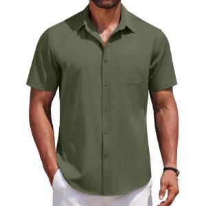 imageCOOFANDY Mens Short Sleeve Button Down Shirts Casual Summer Untucked Wrinkle Free Dress Shirts with PocketChive