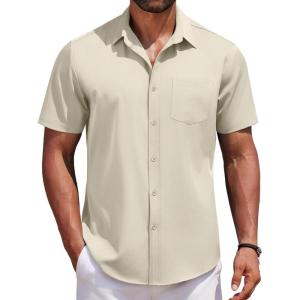 imageCOOFANDY Mens Short Sleeve Button Down Shirts Casual Summer Untucked Wrinkle Free Dress Shirts with PocketVanilla Ice