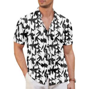imageCOOFANDY Mens Short Sleeve Casual Button Down Shark Shirts Wrinkle Free Untucked Shirt Summer Stretch Dress ShirtsZleaf