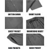 imageCOOFANDY Men Linen Sets Outfits 2 Piece Short Sleeve Cuban Shirts Guayabera Linen SuitDark Gray