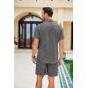 imageCOOFANDY Men Linen Sets Outfits 2 Piece Short Sleeve Cuban Shirts Guayabera Linen SuitDark Gray
