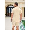 imageCOOFANDY Men Linen Sets Outfits 2 Piece Short Sleeve Cuban Shirts Guayabera Linen SuitKhaki