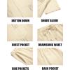 imageCOOFANDY Men Linen Sets Outfits 2 Piece Short Sleeve Cuban Shirts Guayabera Linen SuitKhaki
