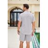 imageCOOFANDY Men Linen Sets Outfits 2 Piece Short Sleeve Cuban Shirts Guayabera Linen SuitLight Gray