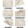 imageCOOFANDY Men Linen Sets Outfits 2 Piece Short Sleeve Cuban Shirts Guayabera Linen SuitLight Khaki
