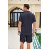 imageCOOFANDY Men Linen Sets Outfits 2 Piece Short Sleeve Cuban Shirts Guayabera Linen SuitNavy Blue