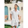 imageCOOFANDY Men Linen Sets Outfits 2 Piece Short Sleeve Cuban Shirts Guayabera Linen SuitWhite