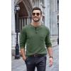 imageCOOFANDY Men Long Sleeve Henley TShirs Casual Basic Lightweight Fashion Shirts Soild Tees with PocketsArmy Green