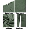 imageCOOFANDY Men Long Sleeve Henley TShirs Casual Basic Lightweight Fashion Shirts Soild Tees with PocketsArmy Green