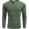 imageCOOFANDY Men Long Sleeve Henley TShirs Casual Basic Lightweight Fashion Shirts Soild Tees with PocketsArmy Green