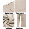 imageCOOFANDY Men Long Sleeve Henley TShirs Casual Basic Lightweight Fashion Shirts Soild Tees with PocketsCoffee