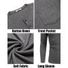 imageCOOFANDY Men Long Sleeve Henley TShirs Casual Basic Lightweight Fashion Shirts Soild Tees with PocketsDark Grey