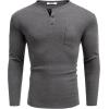 imageCOOFANDY Men Long Sleeve Henley TShirs Casual Basic Lightweight Fashion Shirts Soild Tees with PocketsDark Grey
