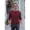imageCOOFANDY Men Long Sleeve Henley TShirs Casual Basic Lightweight Fashion Shirts Soild Tees with PocketsDark Red