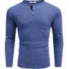 imageCOOFANDY Men Long Sleeve Henley TShirs Casual Basic Lightweight Fashion Shirts Soild Tees with PocketsDeep Blue