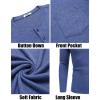 imageCOOFANDY Men Long Sleeve Henley TShirs Casual Basic Lightweight Fashion Shirts Soild Tees with PocketsDeep Blue