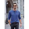 imageCOOFANDY Men Long Sleeve Henley TShirs Casual Basic Lightweight Fashion Shirts Soild Tees with PocketsDeep Blue