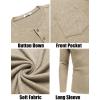 imageCOOFANDY Men Long Sleeve Henley TShirs Casual Basic Lightweight Fashion Shirts Soild Tees with PocketsKhaki