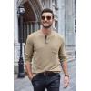 imageCOOFANDY Men Long Sleeve Henley TShirs Casual Basic Lightweight Fashion Shirts Soild Tees with PocketsKhaki