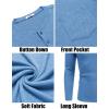 imageCOOFANDY Men Long Sleeve Henley TShirs Casual Basic Lightweight Fashion Shirts Soild Tees with PocketsLight Blue