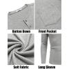 imageCOOFANDY Men Long Sleeve Henley TShirs Casual Basic Lightweight Fashion Shirts Soild Tees with PocketsLight Gray