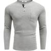 imageCOOFANDY Men Long Sleeve Henley TShirs Casual Basic Lightweight Fashion Shirts Soild Tees with PocketsLight Gray