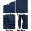 imageCOOFANDY Men Long Sleeve Henley TShirs Casual Basic Lightweight Fashion Shirts Soild Tees with PocketsNavy Blue