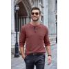 imageCOOFANDY Men Long Sleeve Henley TShirs Casual Basic Lightweight Fashion Shirts Soild Tees with PocketsPurple Red