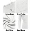 imageCOOFANDY Men Long Sleeve Henley TShirs Casual Basic Lightweight Fashion Shirts Soild Tees with PocketsWhite