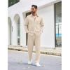 imageCOOFANDY Mens 2 Piece Outfits Casual Long Sleeve Button Down Shirt and Pants Sets Loungewear Streetwear Walking Suits