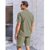 imageCOOFANDY Mens 2 Piece Short Set Cuban Guayabera Shirts Short Sleeve Casual Beach Outfits SetArmy Green