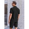 imageCOOFANDY Mens 2 Piece Short Set Cuban Guayabera Shirts Short Sleeve Casual Beach Outfits SetBlack