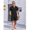 imageCOOFANDY Mens 2 Piece Short Set Cuban Guayabera Shirts Short Sleeve Casual Beach Outfits SetBlack