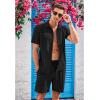 imageCOOFANDY Mens 2 Piece Short Set Cuban Guayabera Shirts Short Sleeve Casual Beach Outfits SetBlack
