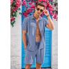 imageCOOFANDY Mens 2 Piece Short Set Cuban Guayabera Shirts Short Sleeve Casual Beach Outfits SetDark Blue