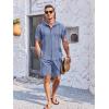 imageCOOFANDY Mens 2 Piece Short Set Cuban Guayabera Shirts Short Sleeve Casual Beach Outfits SetDark Blue
