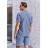 imageCOOFANDY Mens 2 Piece Short Set Cuban Guayabera Shirts Short Sleeve Casual Beach Outfits SetDark Blue