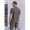 imageCOOFANDY Mens 2 Piece Short Set Cuban Guayabera Shirts Short Sleeve Casual Beach Outfits SetDark Gray