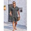 imageCOOFANDY Mens 2 Piece Short Set Cuban Guayabera Shirts Short Sleeve Casual Beach Outfits SetDark Gray