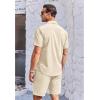 imageCOOFANDY Mens 2 Piece Short Set Cuban Guayabera Shirts Short Sleeve Casual Beach Outfits SetKhaki