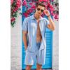 imageCOOFANDY Mens 2 Piece Short Set Cuban Guayabera Shirts Short Sleeve Casual Beach Outfits SetLight Blue
