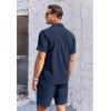 imageCOOFANDY Mens 2 Piece Short Set Cuban Guayabera Shirts Short Sleeve Casual Beach Outfits SetNavy Blue