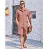 imageCOOFANDY Mens 2 Piece Short Set Cuban Guayabera Shirts Short Sleeve Casual Beach Outfits SetPink