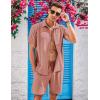 imageCOOFANDY Mens 2 Piece Short Set Cuban Guayabera Shirts Short Sleeve Casual Beach Outfits SetPink