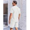 imageCOOFANDY Mens 2 Piece Short Set Cuban Guayabera Shirts Short Sleeve Casual Beach Outfits SetWhite