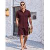 imageCOOFANDY Mens 2 Piece Short Set Cuban Guayabera Shirts Short Sleeve Casual Beach Outfits SetWine Red