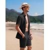 imageCOOFANDY Mens 2 Piece Textured Outfits Beach Button Down Short Sleeve Shirt and Short SetsBlack