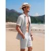 imageCOOFANDY Mens 2 Piece Textured Outfits Beach Button Down Short Sleeve Shirt and Short SetsLight Gray